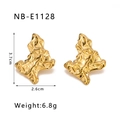 Detail view of gold twisted North Star earrings with measurements 3.7cm height and 2.6cm width - Gold (NB-E1128) / 18K Gold