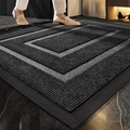 Felpudo de goma a rayas negras y grises con borde antideslizante para entradas y hogar - 45*75cm / Gris