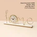 Golden 'home' metal desktop clock with wood base, 32.2cm modern Nordic creative ornament - Gold Artistic HOME
