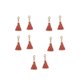 Detailed view of ten red alloy broom charms with gold-tone loops for DIY jewelry making - 9#-Red Magic Broom