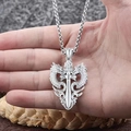 Silver hip hop necklace featuring double dragon pendant and sword in vintage harajuku style - Double Dragon + Sword Pendant (60cm O-chain)