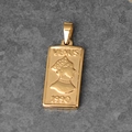18K gold plated titanium steel Venus coin pendant with 1990 engraving and rectangle design - B11-VENUS 1990 Rectangle