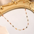 Chic 18k gold plated stainless steel necklace with colorful natural stone beads - Multicolor Beaded Necklace (8850) / Gold