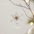 Transparent acrylic snowflake ornament with silver glitter and a light green gem center - Irregular 3D Snowflake A / 15CM