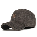 Dunkelbraune Tweed-Wintermütze mit Plüschfutter und Ohrenschutz für Herren - Verstellbar / Kaffeebraun