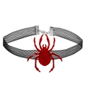 Detail of black mesh choker with a red glitter spider pendant and silver metal clasp - 5# Red Spider Mesh Choker