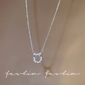 Elegant silver titanium necklace with sparkling bow and ring pendant for women - X1077 Silver - Bow Ring