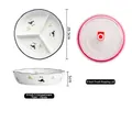 Assiette bento 8 pouces en céramique panda, 3 compartiments avec couvercle scellé - Bol 3 compartiments 8 pouces - Panda avec couvercle