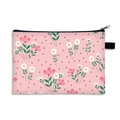 Pink floral printed cosmetic bag with polka dots and side handle for travel - EU 24