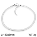 Pulsera de cadena de serpiente de 3mm en acero inoxidable plateado de 180mm largo - Plata Ancho 3mm(KB208468-GC)