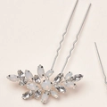 Silberne U-förmige Braut-Haarnadel mit Opal-Marquise-Steinen und funkelnden Kristallen - Silber Opal Strass (Einzelstück)