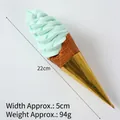 Artificial mint green ice cream cone model with brown waffle texture and gold wrap - Lake Blue