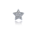 Silver star-shaped charm with embedded crystals and hollow center for DIY collars - 10mm / Rhinestone Five-pointed Star
