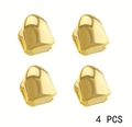 Set di quattro grillz singoli per denti hip hop dorati con finitura metallica - Set da 4 Pezzi / Oro