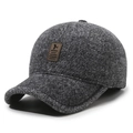 Cappello da baseball in twill grigio scuro da uomo con patch in pelle e trama tessuta - Regolabile / Grigio