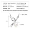 S925 sterling silver necklace featuring a 5.5-6mm round natural freshwater pearl pendant - Percentage / K White Gold