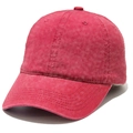 Classic red washed cotton baseball cap with vintage distressed finish and curved brim - L (58-60cm) / Watermelon red