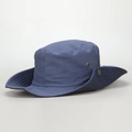 Outdoor navy blue canvas bucket hat with wide brim and side metal ventilation eyelets - M (56-58cm) / Blue