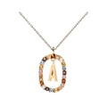 925 silver 18K gold plated necklace with colorful stone pendant and letter A detail - Multicolor Gemstone Letter A Necklace / 925 Silver / 50cm (40+5+5cm)