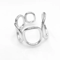 Close-up of hollow silver stainless steel ring with irregular oval link design - Irregular Oval Linked (R6067)