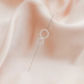 Silver drop earrings with stacked crystal rings on elegant pink silk background - Circle Ring Style (DZ-716)