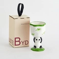 Creative ceramic panda stem cup with bamboo leaf pattern and matching gift box packaging - Panda Green Single Cup