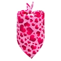 Pink Valentine's Day dog bandana with red heart pattern and high-quality edge stitching - S / Rose Red Heart