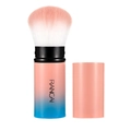 Portable retractable powder brush with pink and blue gradient handle and soft bristles - Large Pink Gradient With Brand Style (RC)