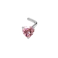 Piercing naso a L in acciaio inox con zircone rosa a cuore su base argento - A forma di L / Argento Rosa Zircone