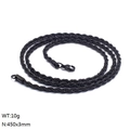 3mm black titanium steel twist chain necklace with 18k plating and secure clasp - 450mm*3mm / Black