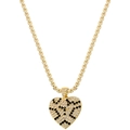 Golden heart pendant necklace with black and white zircon stone micro-pave animal pattern - Gold