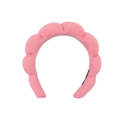 Detail of soft pink terry cloth headband with thick twisted cloud design texture - Watermelon Red (Towel Cloth)