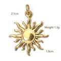 Golden stainless steel sun pendant charm for necklaces, size 2.1cm by 1.8cm, weight 1.3g - BXGPJ065-Sun Pendant