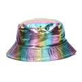 Reflektierender Fischerhut mit Regenbogen-Farbverlauf und metallischem Glanz für Damen - Holographischer Rosa-Blau-Verlauf (1#)