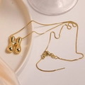 Polished 18K gold-plated bubble letter H pendant necklace with adjustable chain - Letter H (Single Pendant)