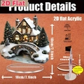 Acrylic Christmas decor featuring snowy cottage scene with a stable round base - Snow European House with Bridge 30