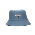 Morandi blue cotton bucket hat for women with embroidered slogan and metal ring detail - Aqua
