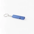 Blue dual-tube aluminum survival whistle with high-frequency sound and keyring - Blue