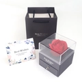 Preserved red rose in grey acrylic jewelry box with gift bag and best wishes card - Starry Grey