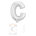 Silberner Folienballon Buchstabe C in 16 Zoll mit Verpackung und Strohhalm zum Aufblasen - Buchstabe C / Silber
