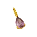 Pear-shaped purple zircon pendant with gold-plated titanium steel three-prong setting - October (Pink Zircon/Tourmaline)