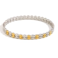 Two-tone silver and 18K gold plated flower link chain bracelet with mechanical clasp - Waterdrop Double Layer Bracelet - Two Colors