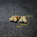 Minimalist gold stainless steel bicycle stud earrings with size and weight dimensions - 004 Gold Bicycle
