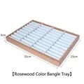 Rosewood color wooden tray with grey velvet inserts for bangle and jewelry display - Rosewood Color Bracelet Display Tray