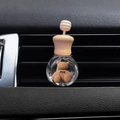 Cute brown bear car air freshener bottle with wooden cap on car air vent dashboard - Brown Miu Bear / Air Vent Empty Bottle