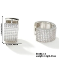 Medición detallada de las dimensiones de los pendientes de aro de plata y circonitas - E01453-4/E02812-2 (Al 1,7 cm An 1,1 cm)
