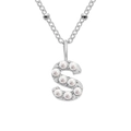 Silver stainless steel necklace featuring a letter S pendant with elegant pearls for women - S-Steel Color