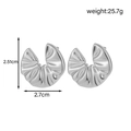 Poliertes Edelstahl-Herzohrringe-Set in Silber mit strukturiertem Design und 2,5 cm Größe - Muschel Plissee Ring Stil (ER-1572)