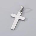 Polished silver stainless steel cross pendant with engraved Lord's Prayer and Jesus text - Model C Lord's Prayer Engraved Style (No Chain) (KP131001-HR)