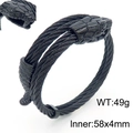 Pulsera de cable de acero negro con cabeza de serpiente y detalles de medidas - Negro de Doble Capa (KB157312-KFC)